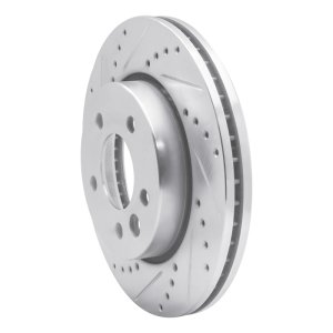 Volkswagen Amarok Brake Rotor (1) - Front Left - R1 Concepts - Drilled & Slotted - Silver - `10-`17